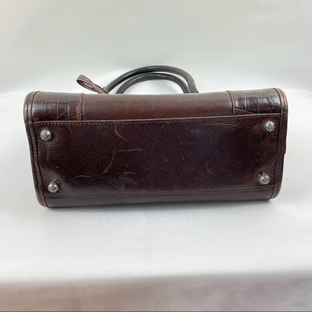 Brighton Brown Leather Croc Embossed Purse Silver hardware Zip Closure - Picture 11 of 12